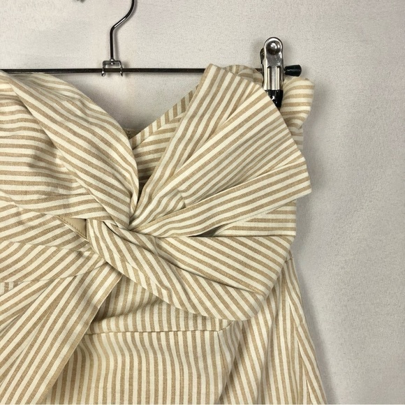 Lush Beige & White Stripe Knotted Strapless Mini Dress S - Picture 4 of 4